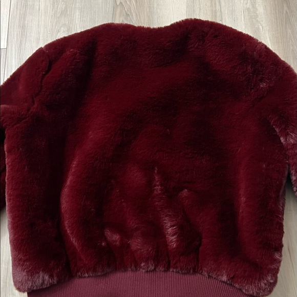 Forever 21 Burgundy Faux Fur Bomber Jacket - Picture 6 of 9